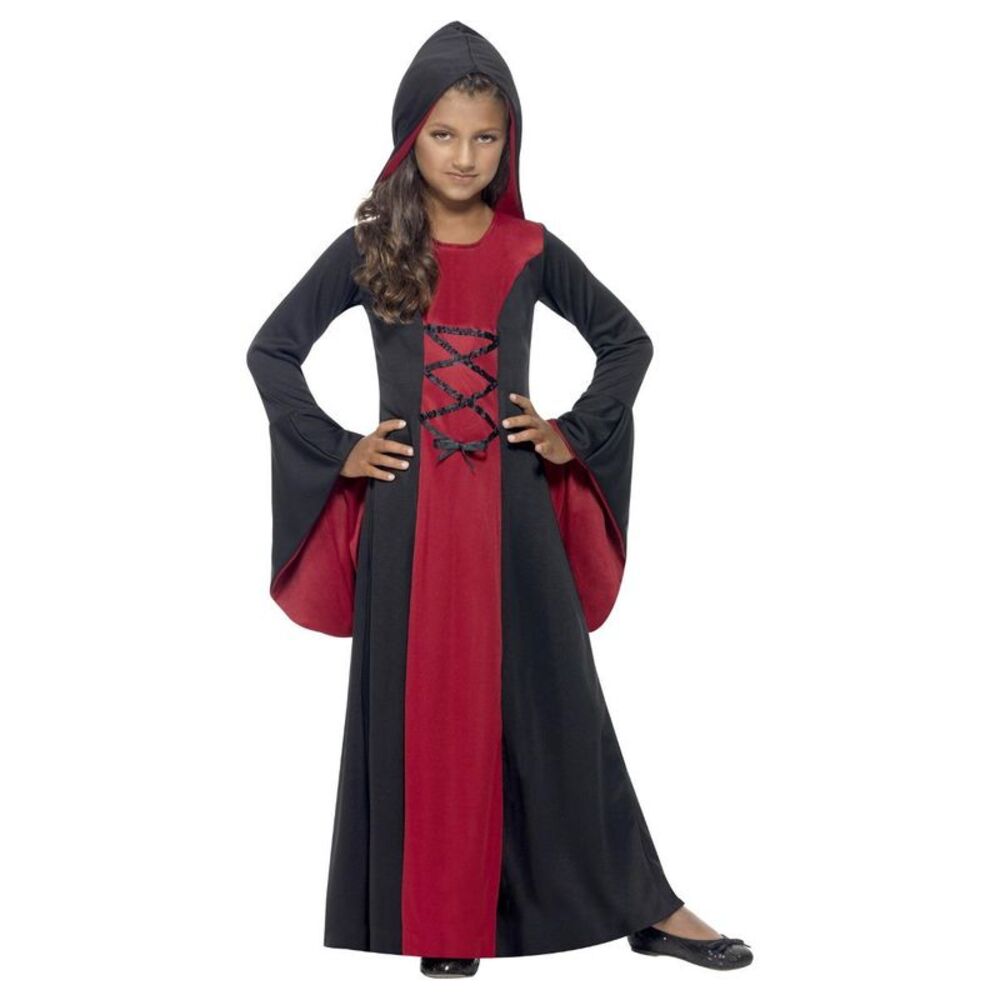 Smiffys Girls Vampire Costume Robe / Red/Black